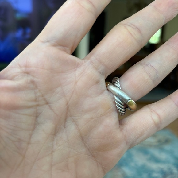 Silver and Gold Twisted Rope Ring - Picture 3 of 8